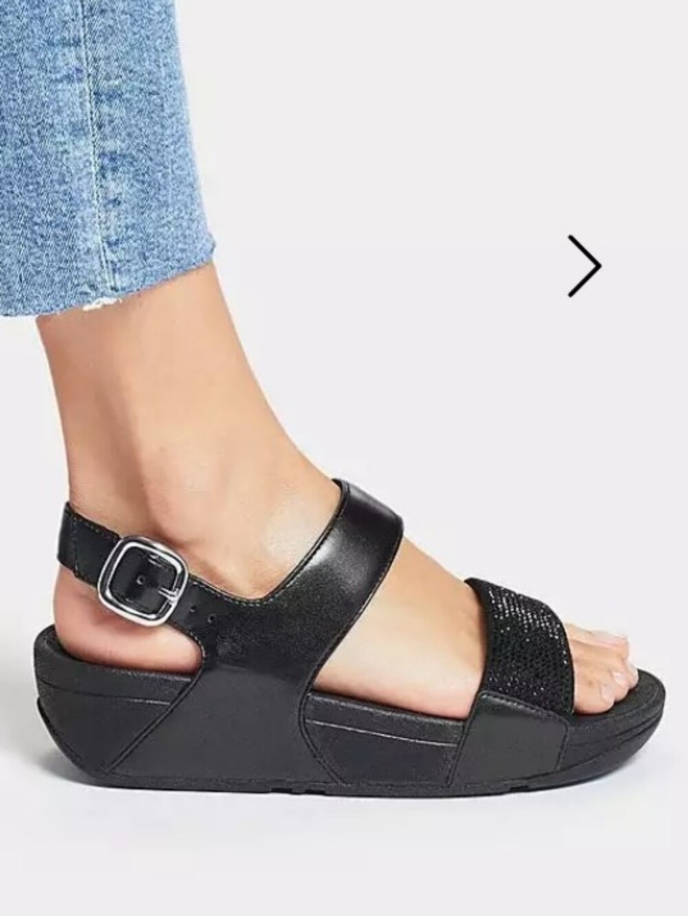 FitFlop Lulu Black Women's Platform Sandals with Buckle Strap